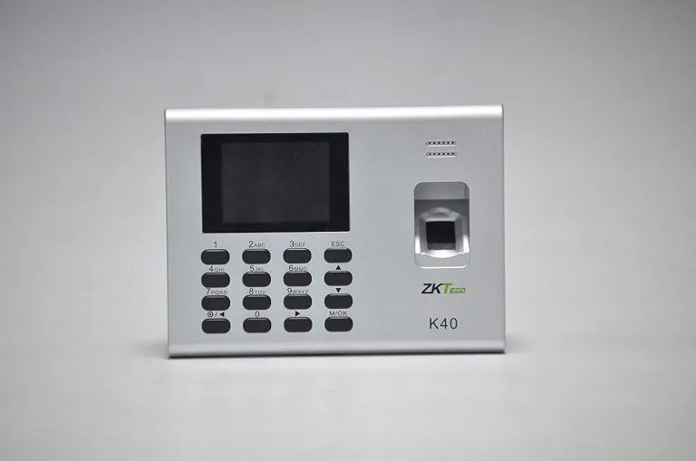 ZKTeco biometric fingerprint scanner, used for secure access control and identity verification in enterprise environments.