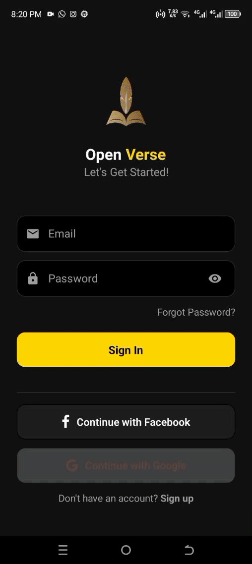 OpenVerse Mobile App demo