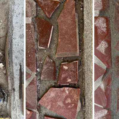 Damage to tiles visible
