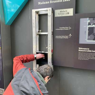 Spring Street display being put together