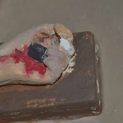 Before treatment: Details of Jesus hand 