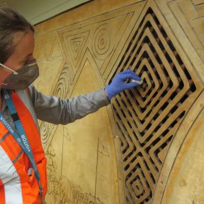 During Treatment- conservators at work 