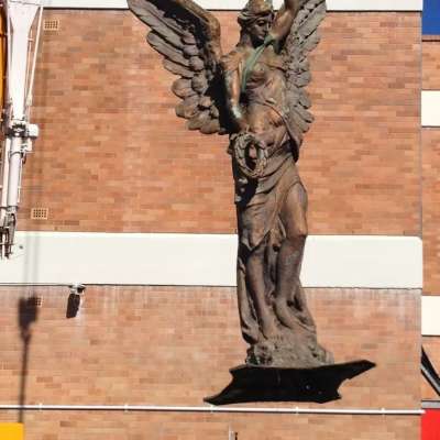 Before treatment- sculpture being transported