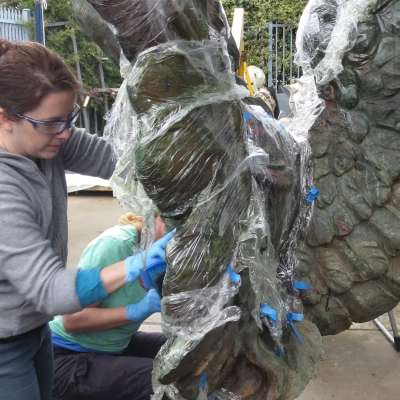 During treatment- conservator at work