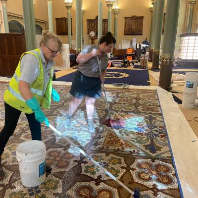 Cleaning the mosaic after treatment