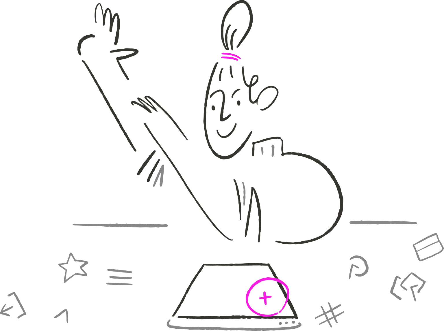 A creative sketch of a person using a computer