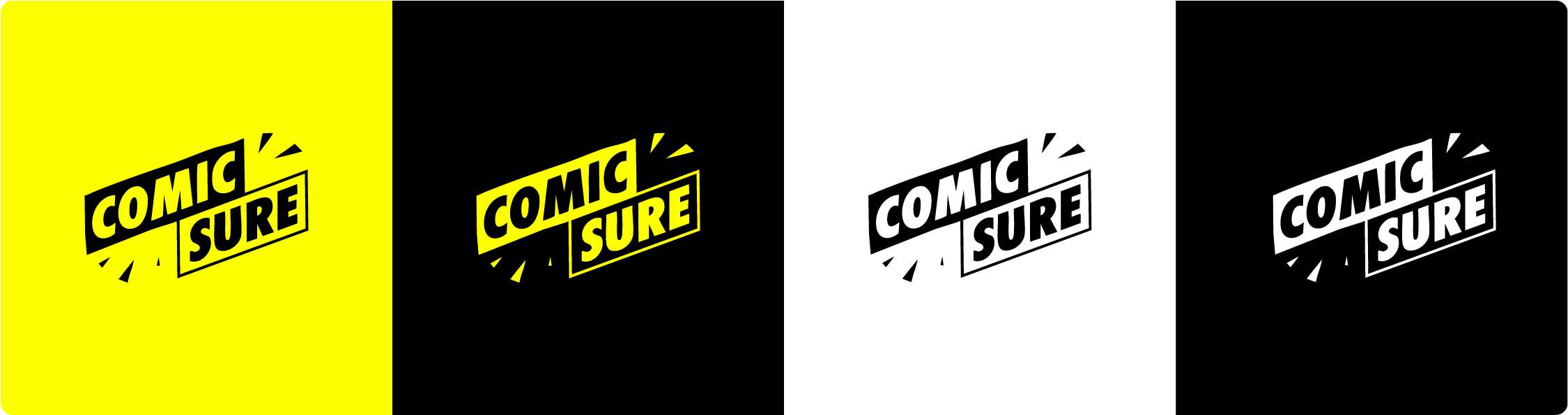 Four logos working on different coloured backgrounds