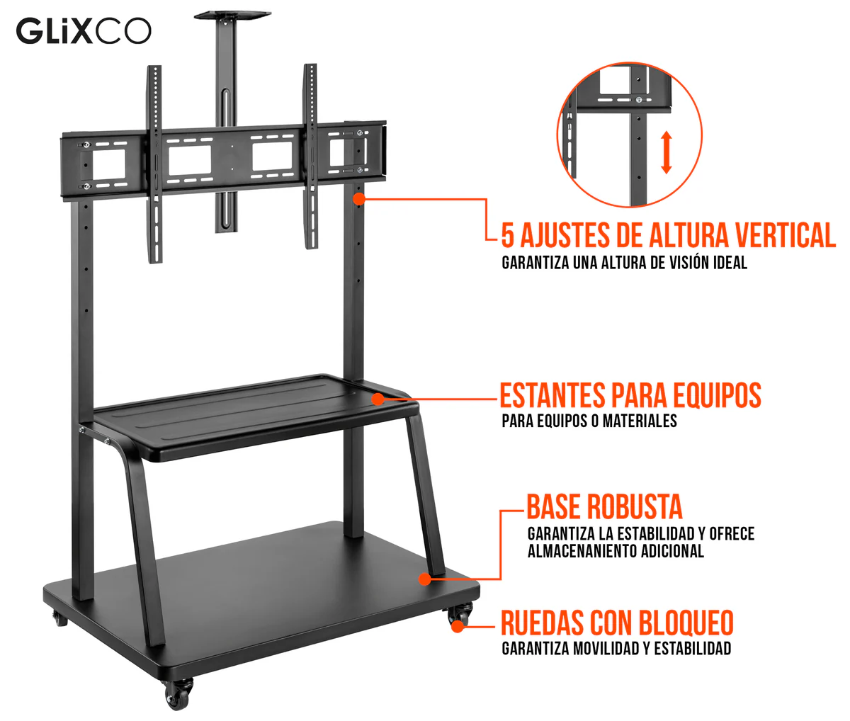 Pedestal para TV Pantalla Interactiva 55 a 100" Rack