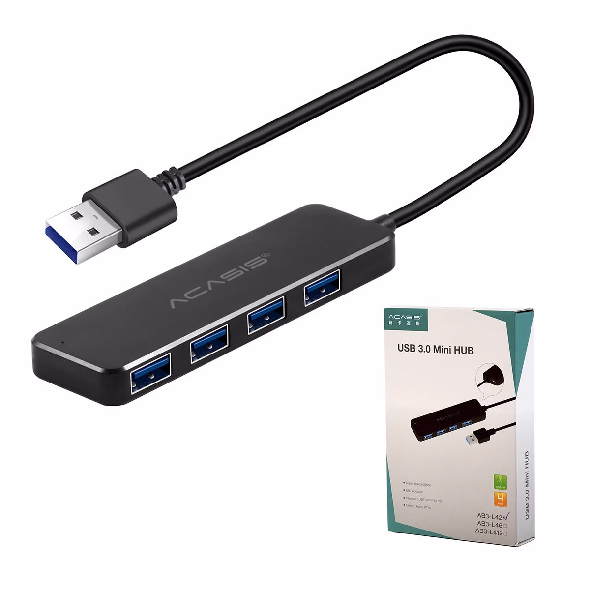 Hub USB 3.0 ACASIS 4 en 1 AB3-L42