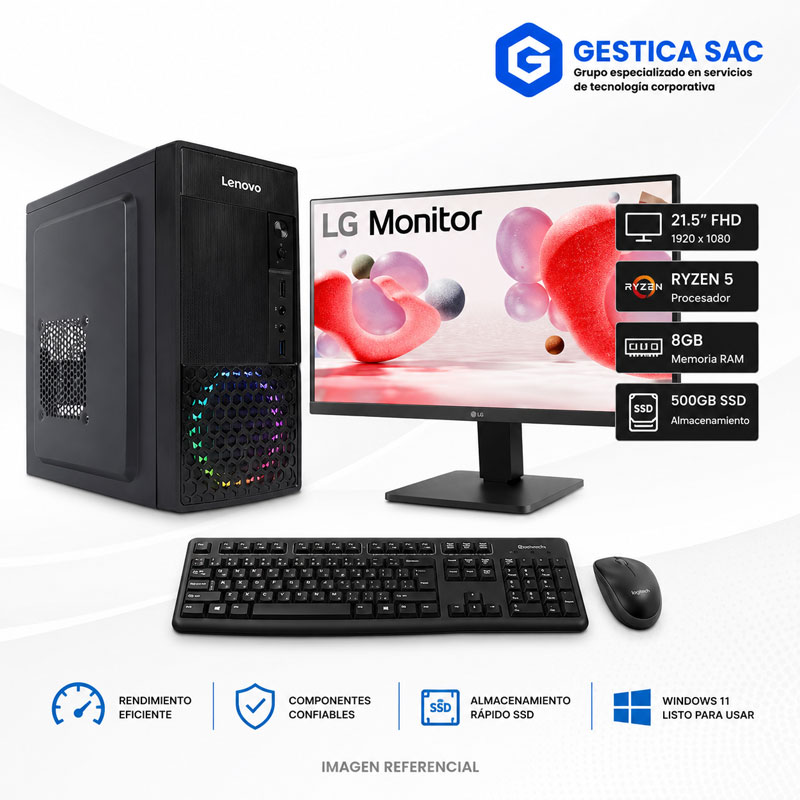 PC AMD Ryzen 5, 8GB RAM, 500GB SSD