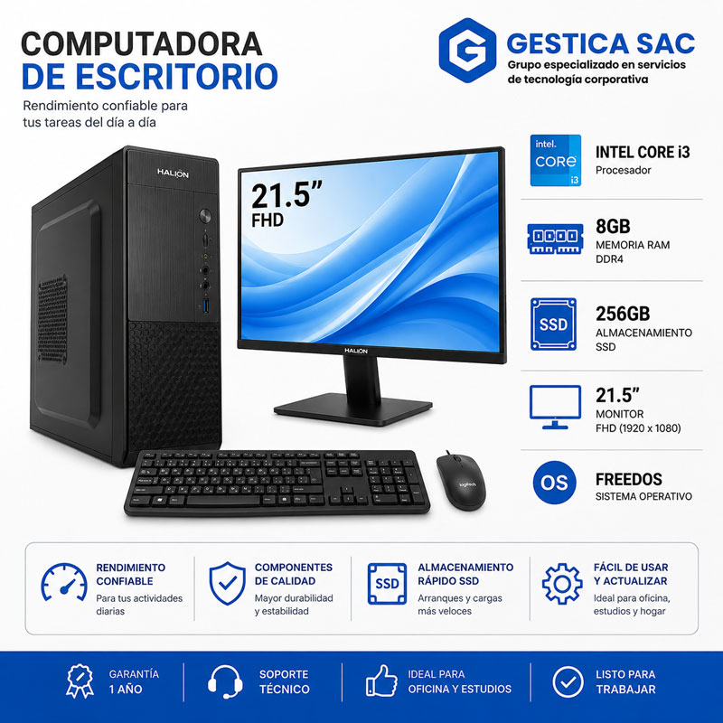 PC Core i3, RAM 8GB, SSD 256GB