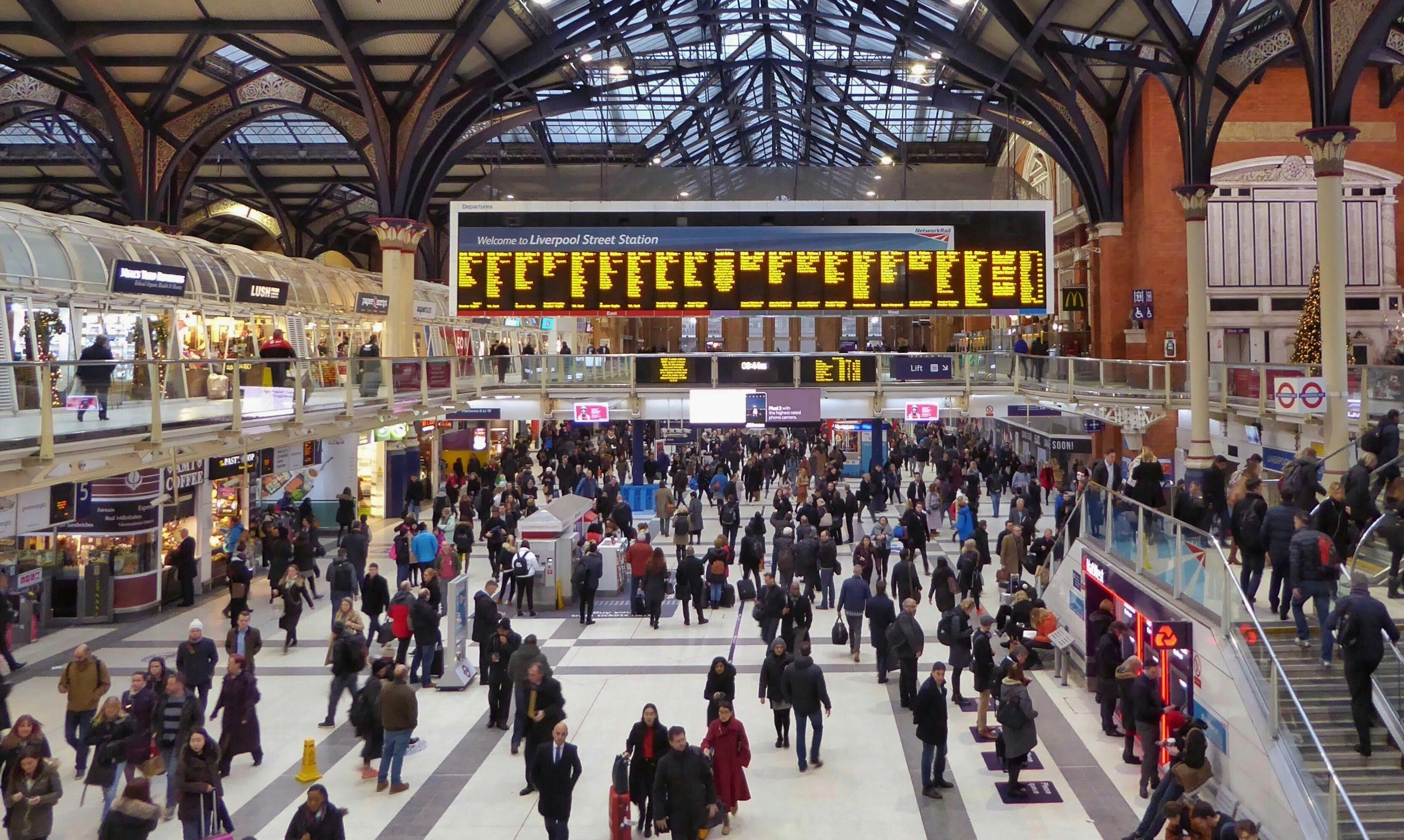 Busy crowded people at the train station