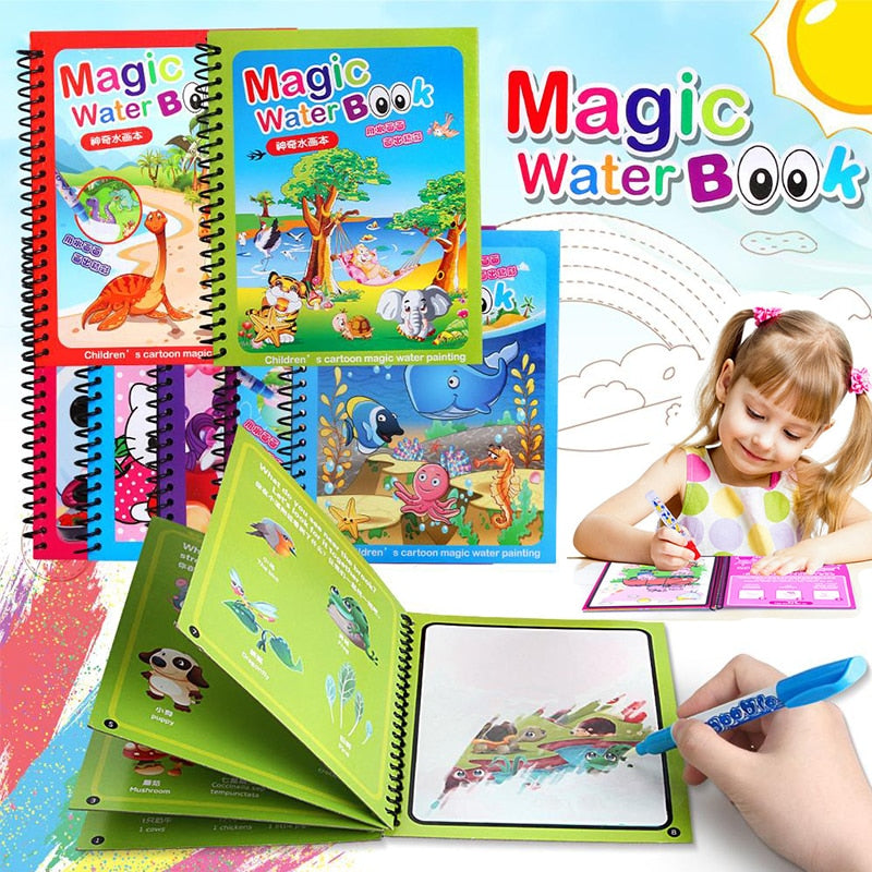Magic Reusable Water Coloring Book for Kids - Mess-Free Fun