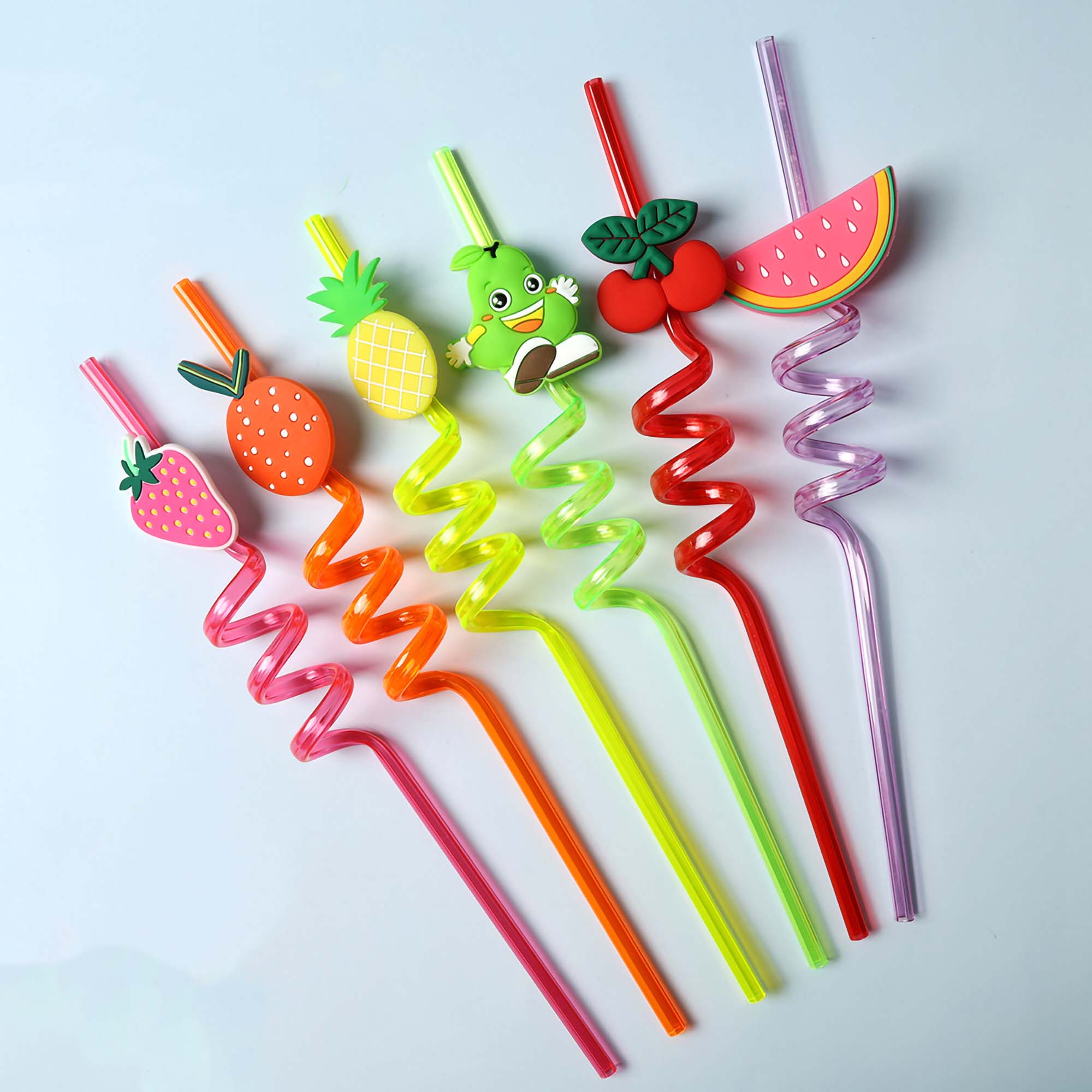 Colorful Funky Fruit Animal Curly Straws for Kids Return Gift 1 Pcs