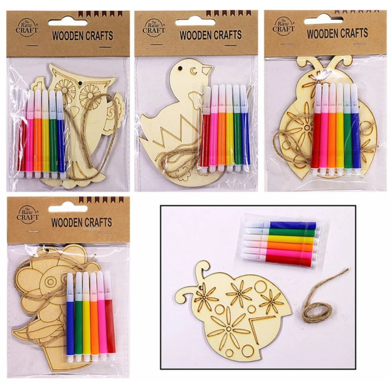 Fun Wooden DIY Colouring Craft Kit for Kids - Birthday Gift