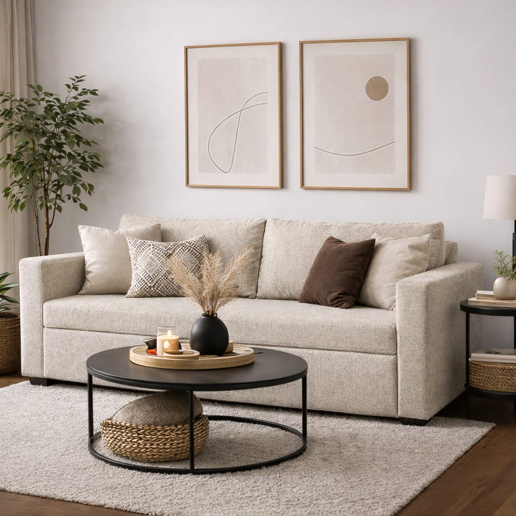 Sillón Chenille Manteca ambiente 2