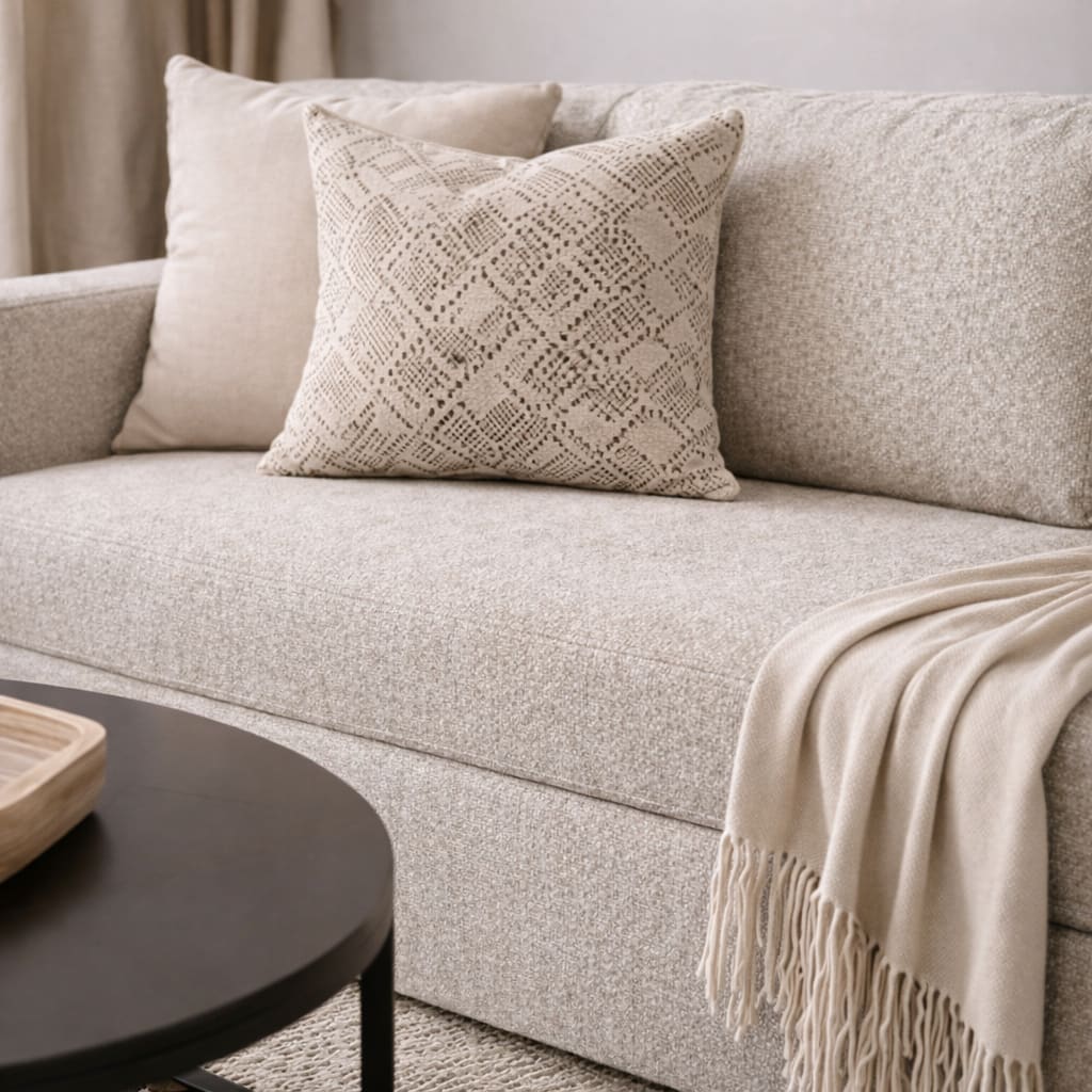Sillón Chenille Manteca lateral