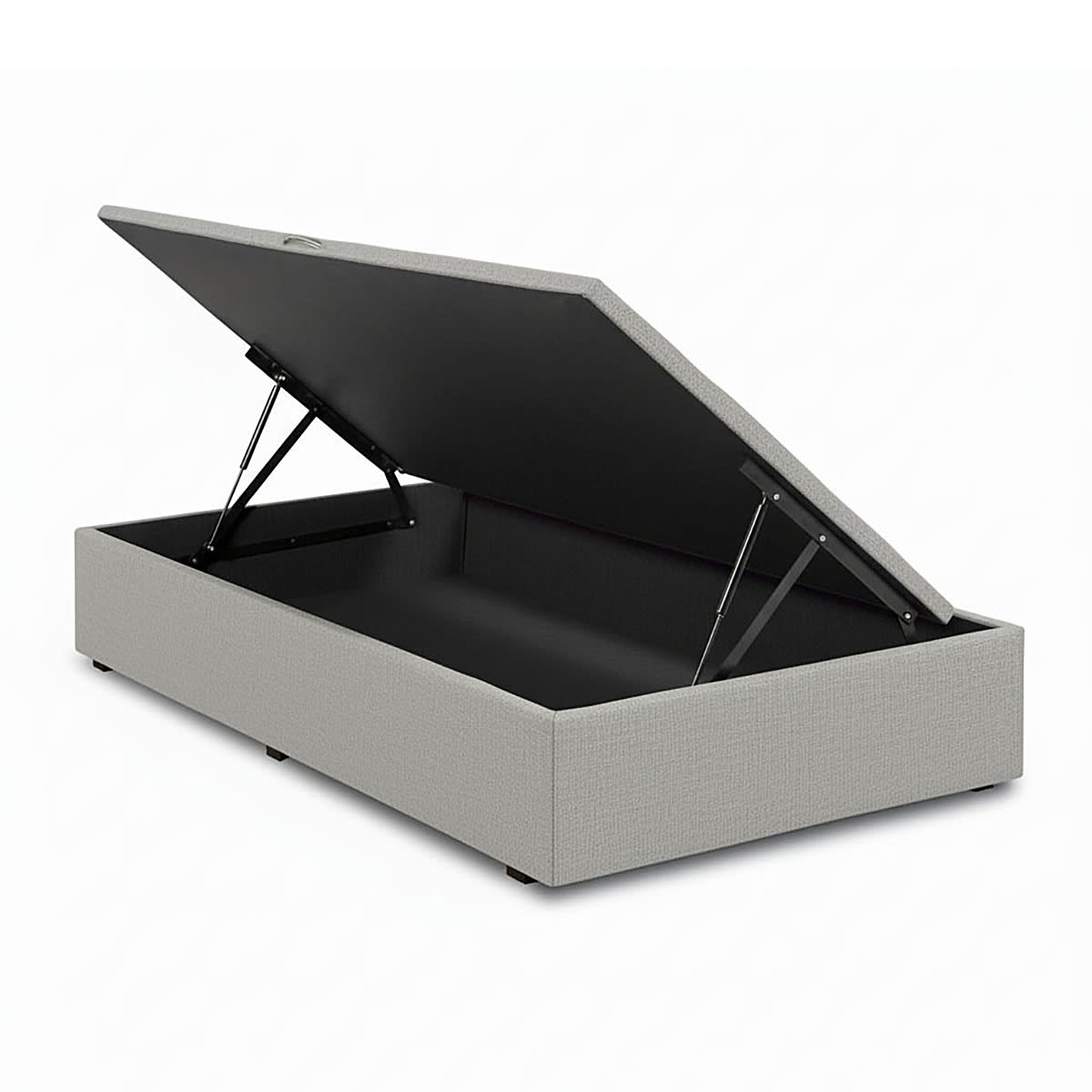 Cama baul chenille 1 plaza gris claro