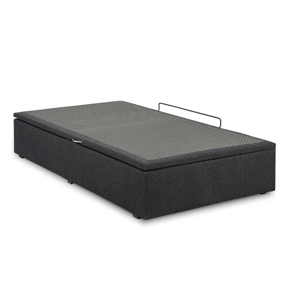 Cama baul chenille 1 plaza gris oscuro cerrada