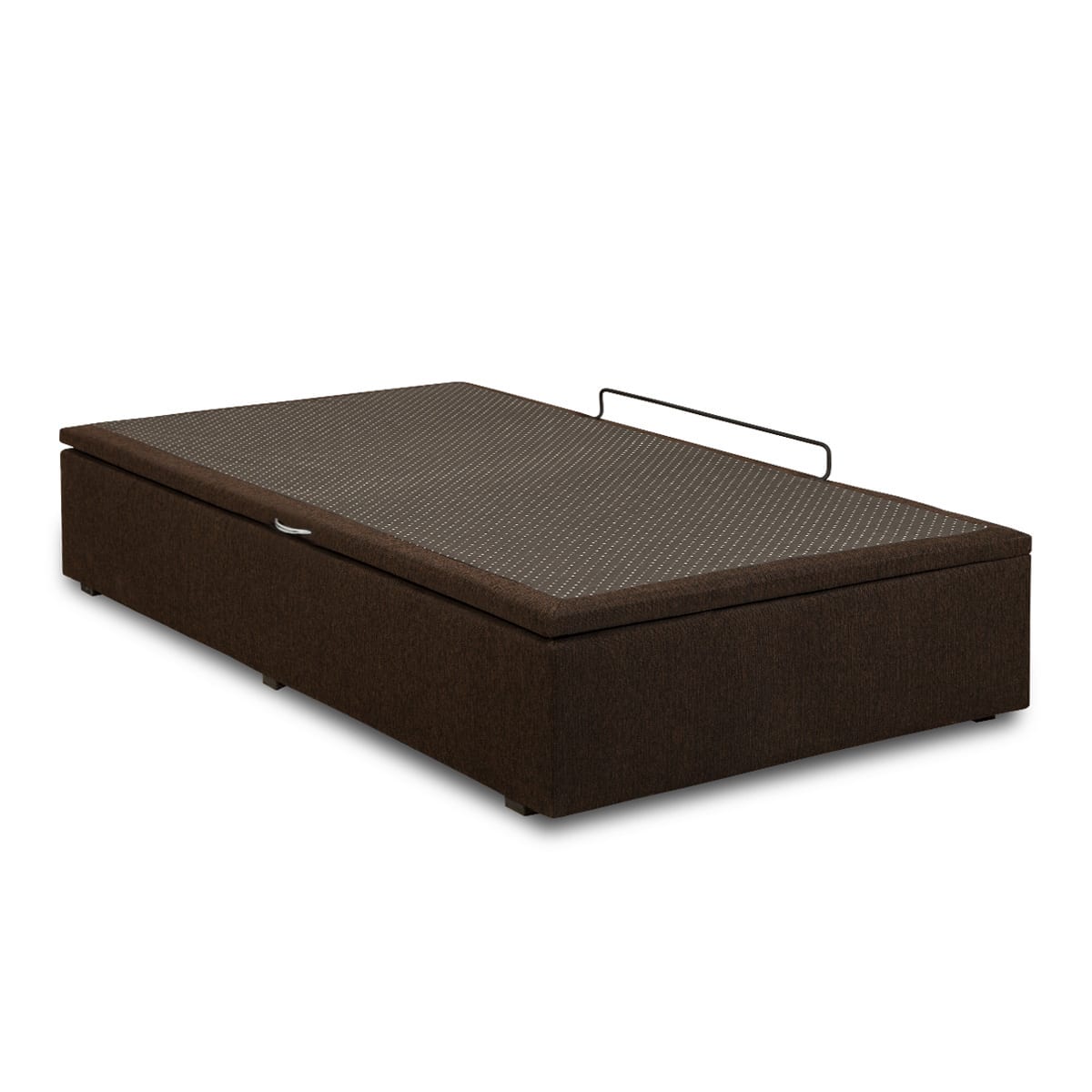 Cama baul chenille 1 plaza marron cerrada