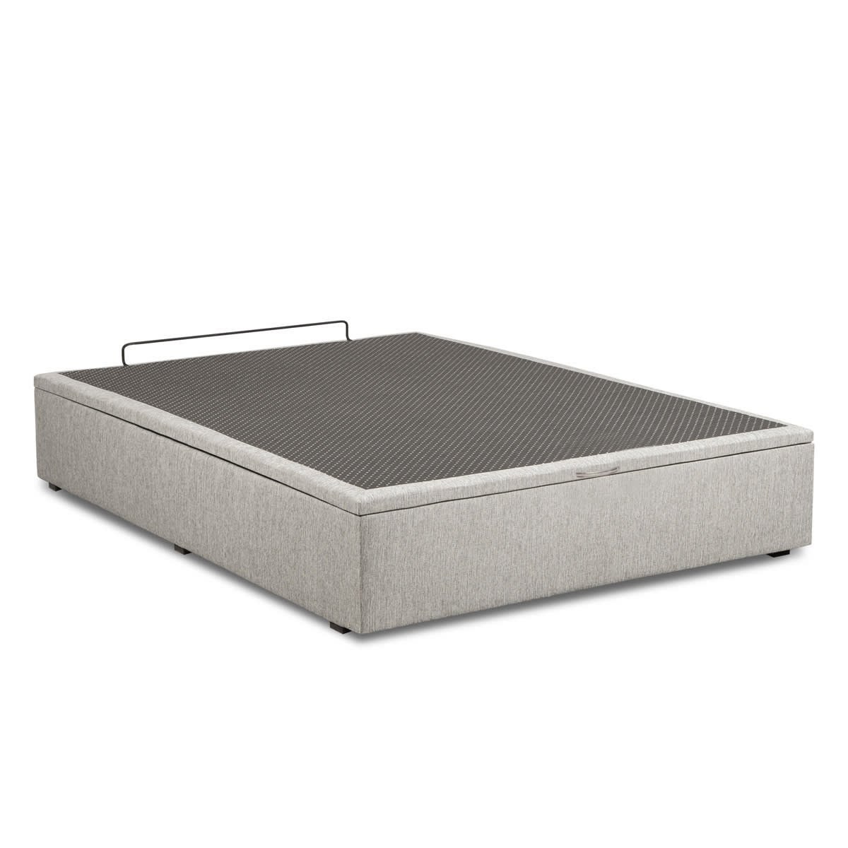 Cama baul chenille 2 plazas gris claro cerrada