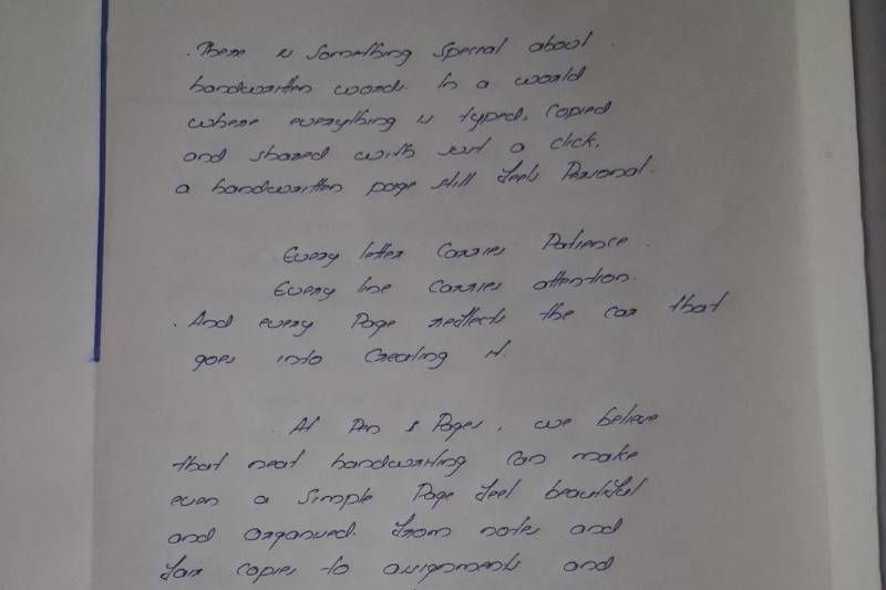 Handwriting Sample