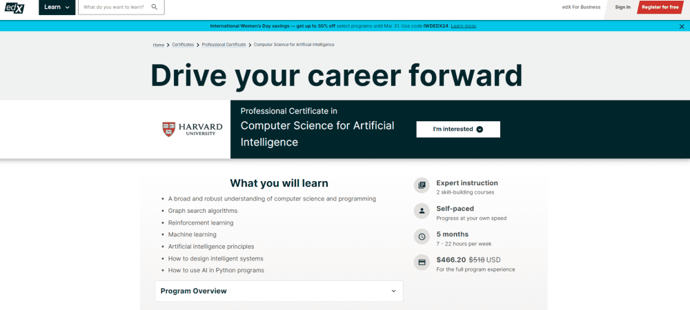 Harvard-Computer Science for Artificial Intelligence