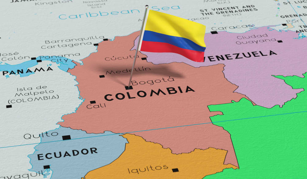 colombia-bogota-national-flag-pinned-political-map-3d-illustration