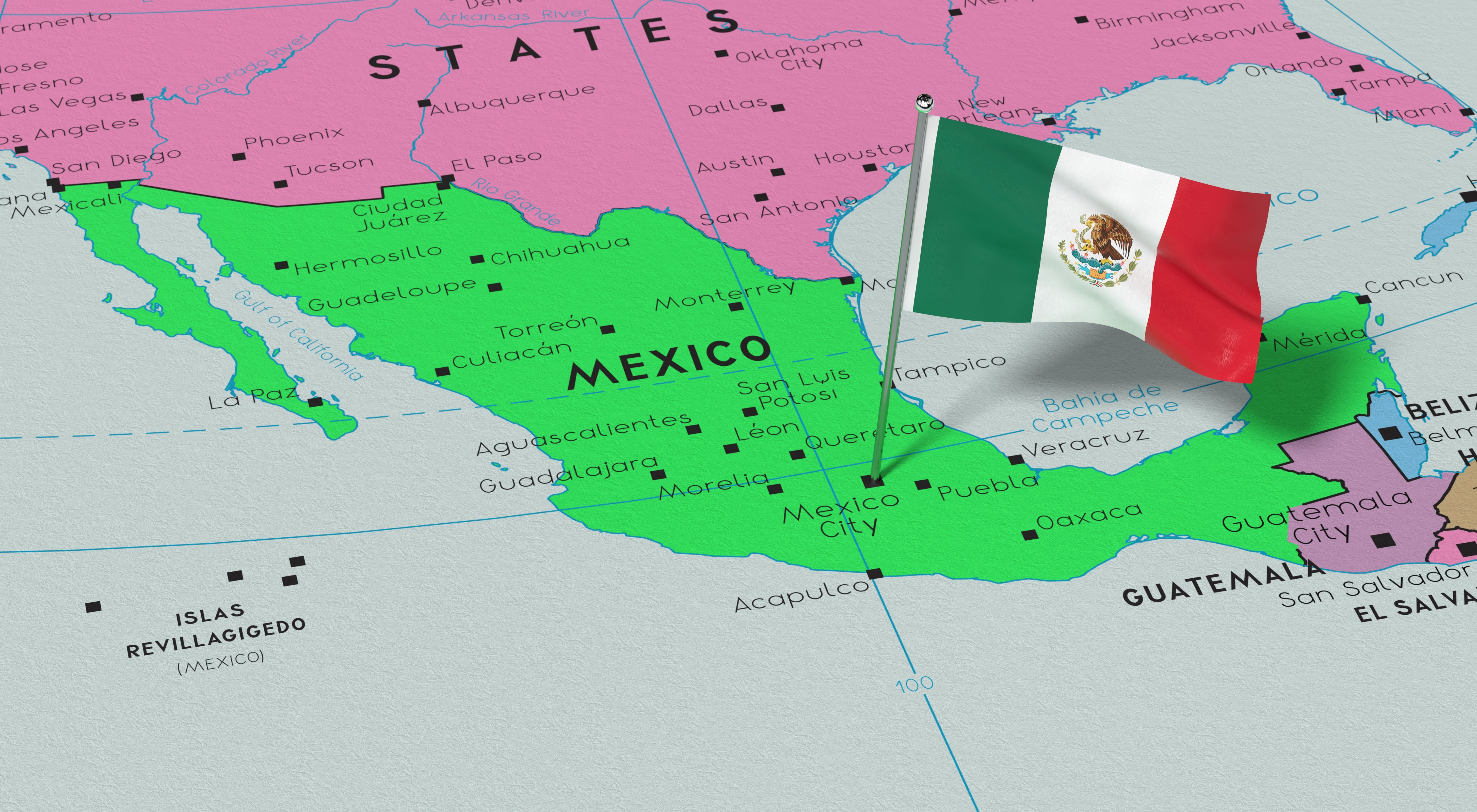 mexico-mexico-city-national-flag-pinned-political-map-3d-illustration