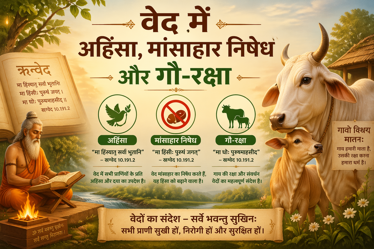 वेद में अहिंसा, मांसाहार निषेध और गौ-रक्षा