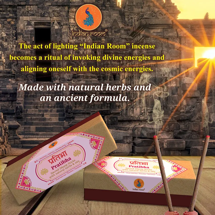 Indian Room’s Hand-Rolled Rose Dhoop Pratibha | Finest Rose Petals & Herbal Extracts | Charcoal-Free | for Pooja, Havan, Yoga, Spa & Aromatherapy