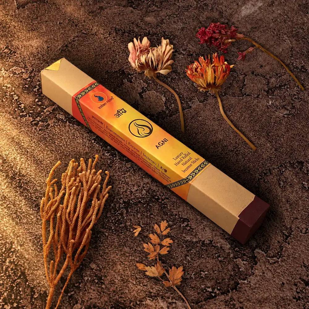 “Agni” Saffron & Sandalwood (Chandan) | Natural Hand-Rolled Incense Sticks