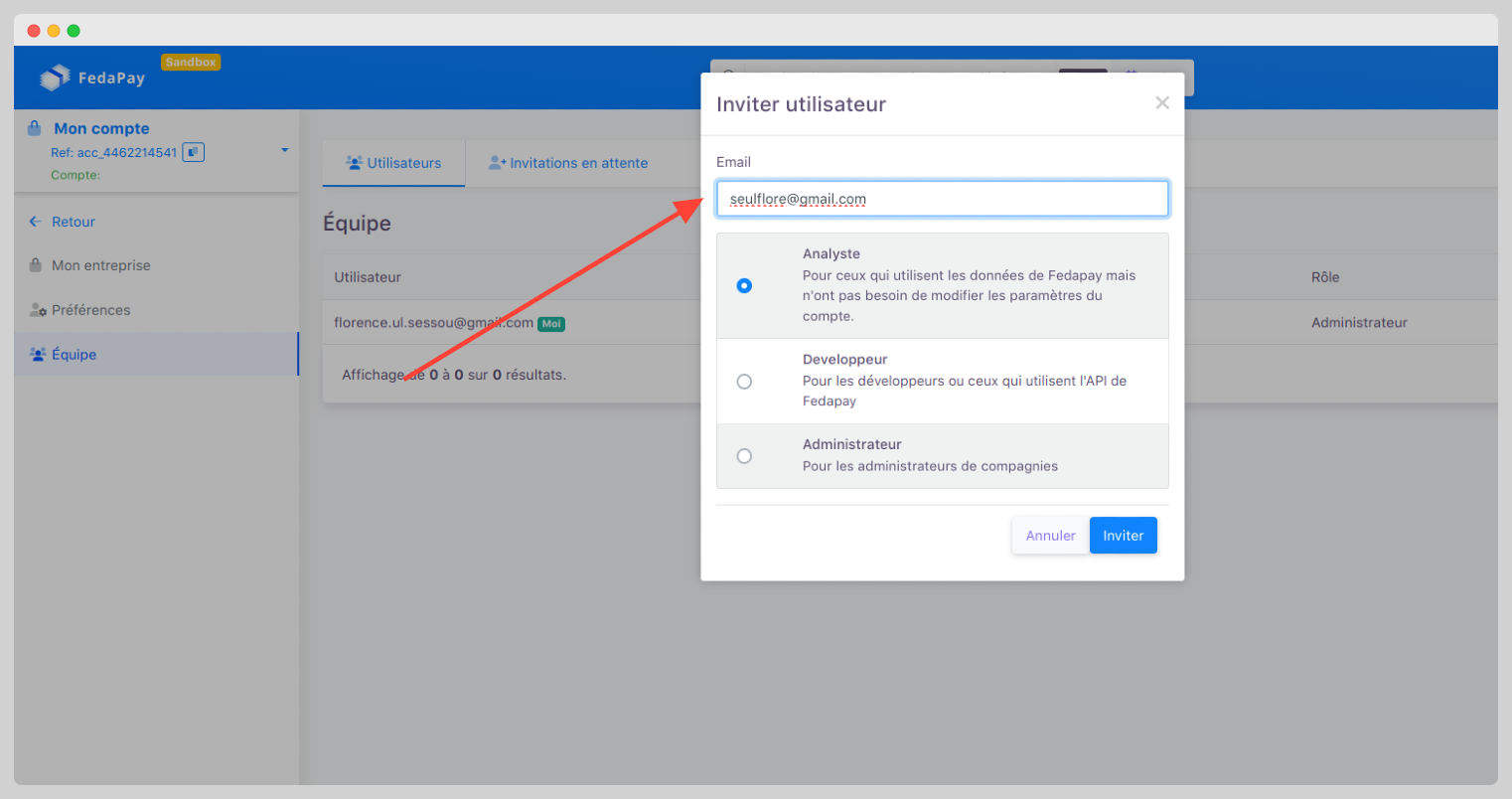 une image montrant l'invitation d'un utilisateur