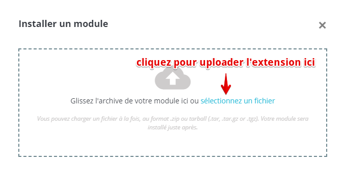 Image montrant où téléverser le plugin