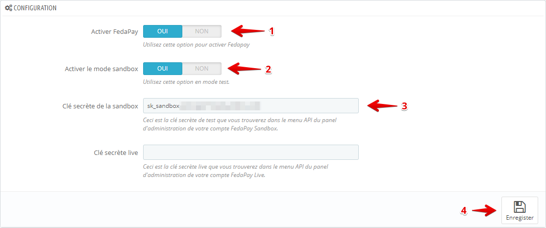 Image montrant la configuration en sandbox
