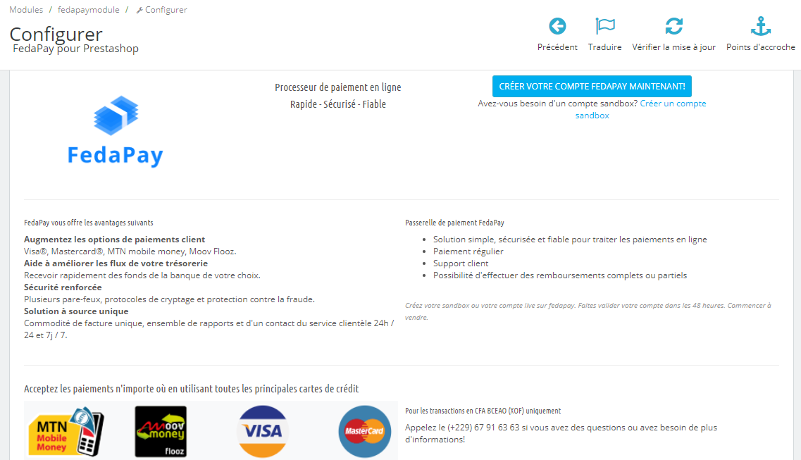 Image montrant le bouton de configuration