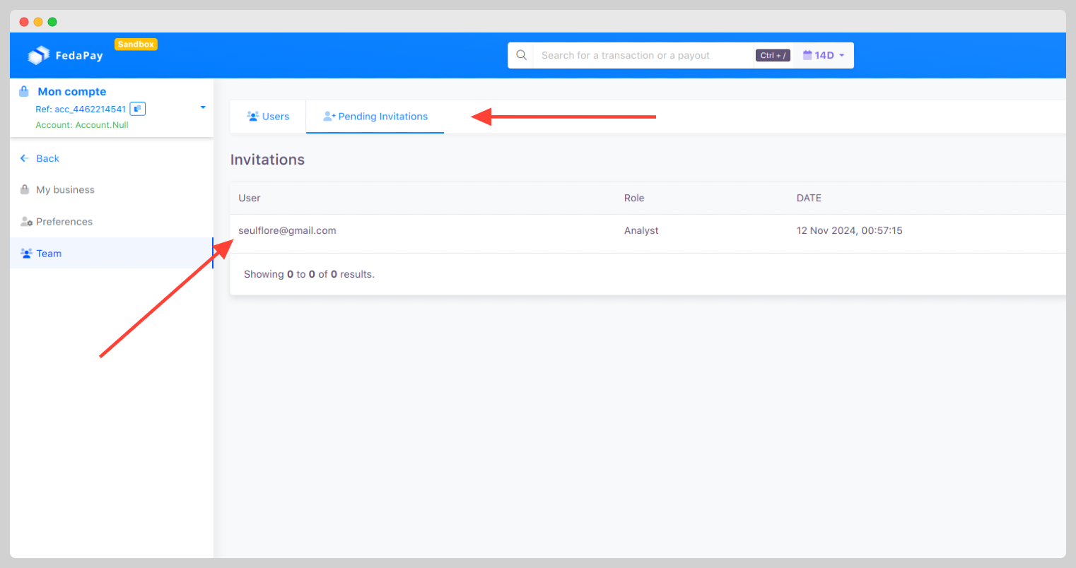 image showing the invitation page with pending collaborators
