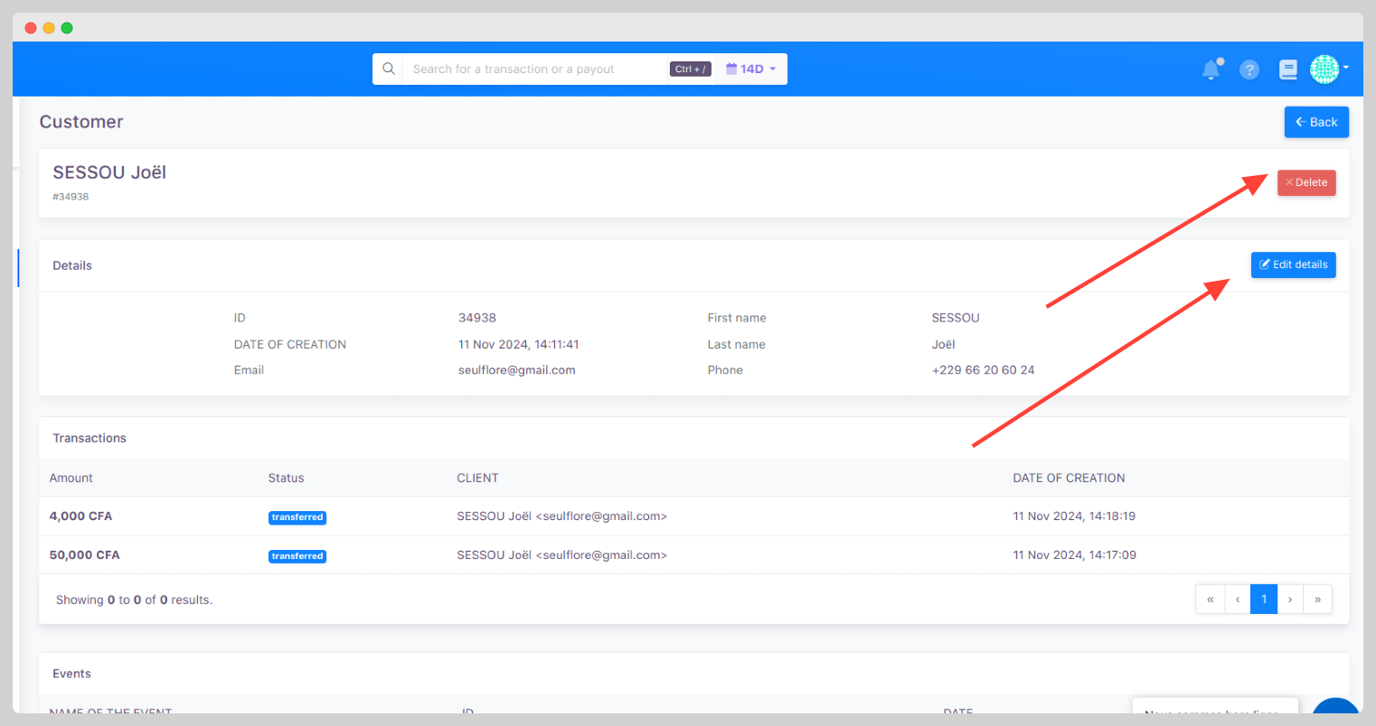  Edit and Delete Client Buttons