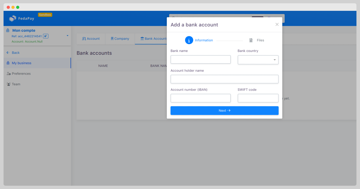 Add a Bank Account