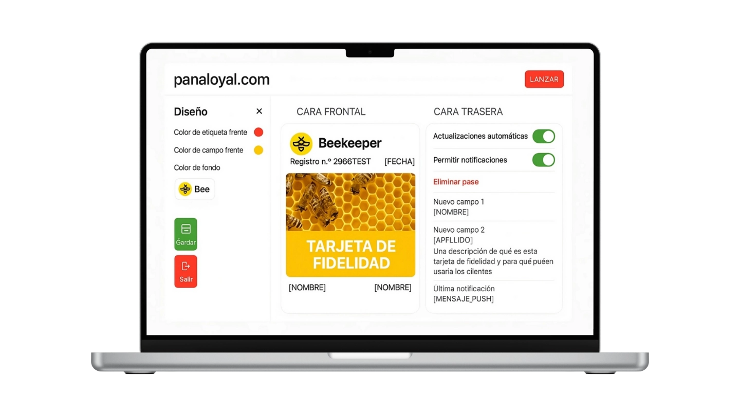 Interfaz de creación de tarjetas de lealtad