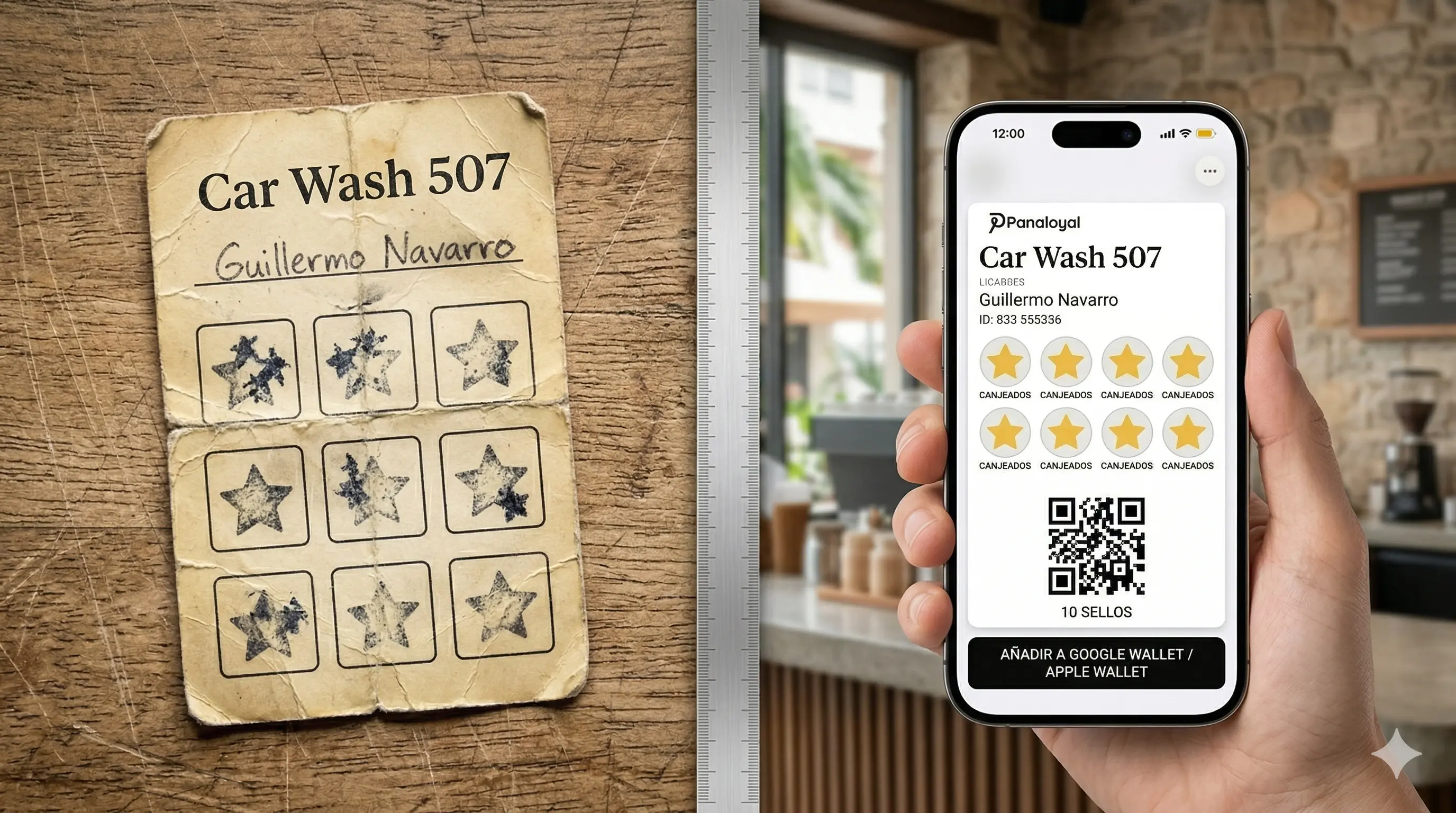 Comparación entre tarjeta de papel y tarjeta de lealtad digital en el celular