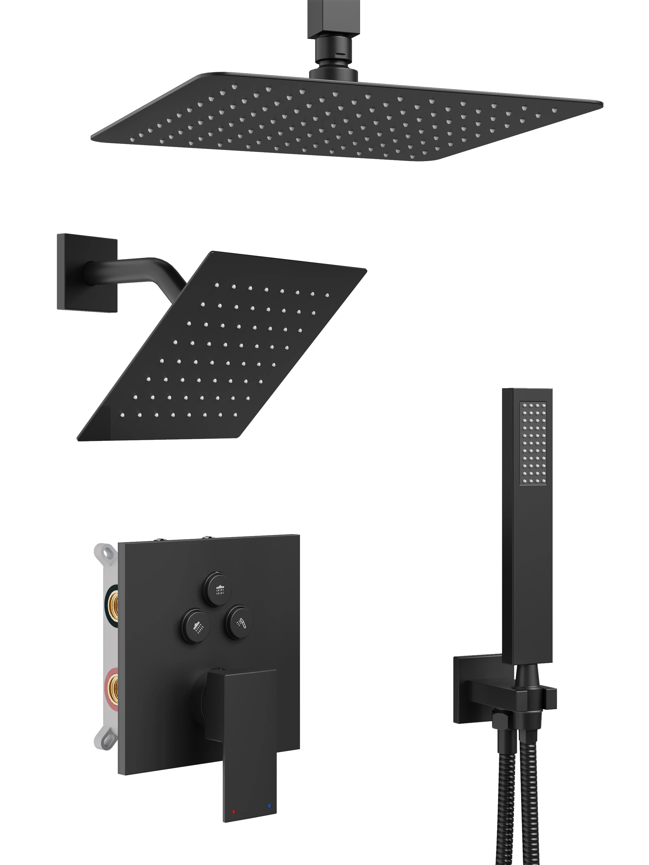 LT-SE604 Black Shower System Components