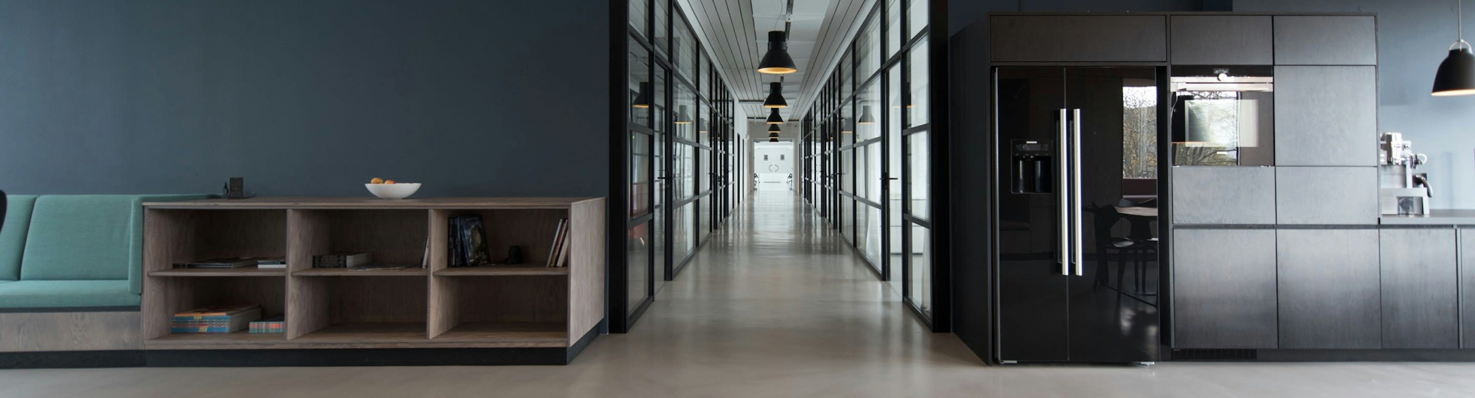 Modern office showroom with ergonomic furniture