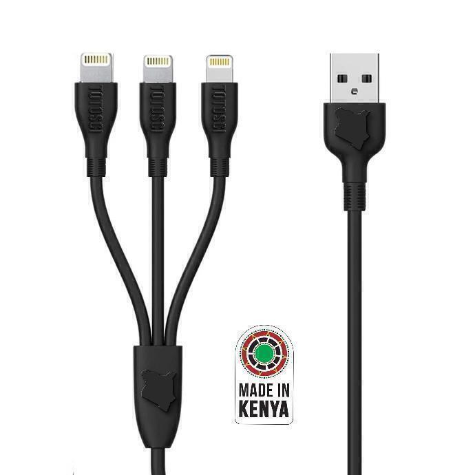 TOTOSCI 3 in1 USB Cable (Iphone) Black: Made in Kenya