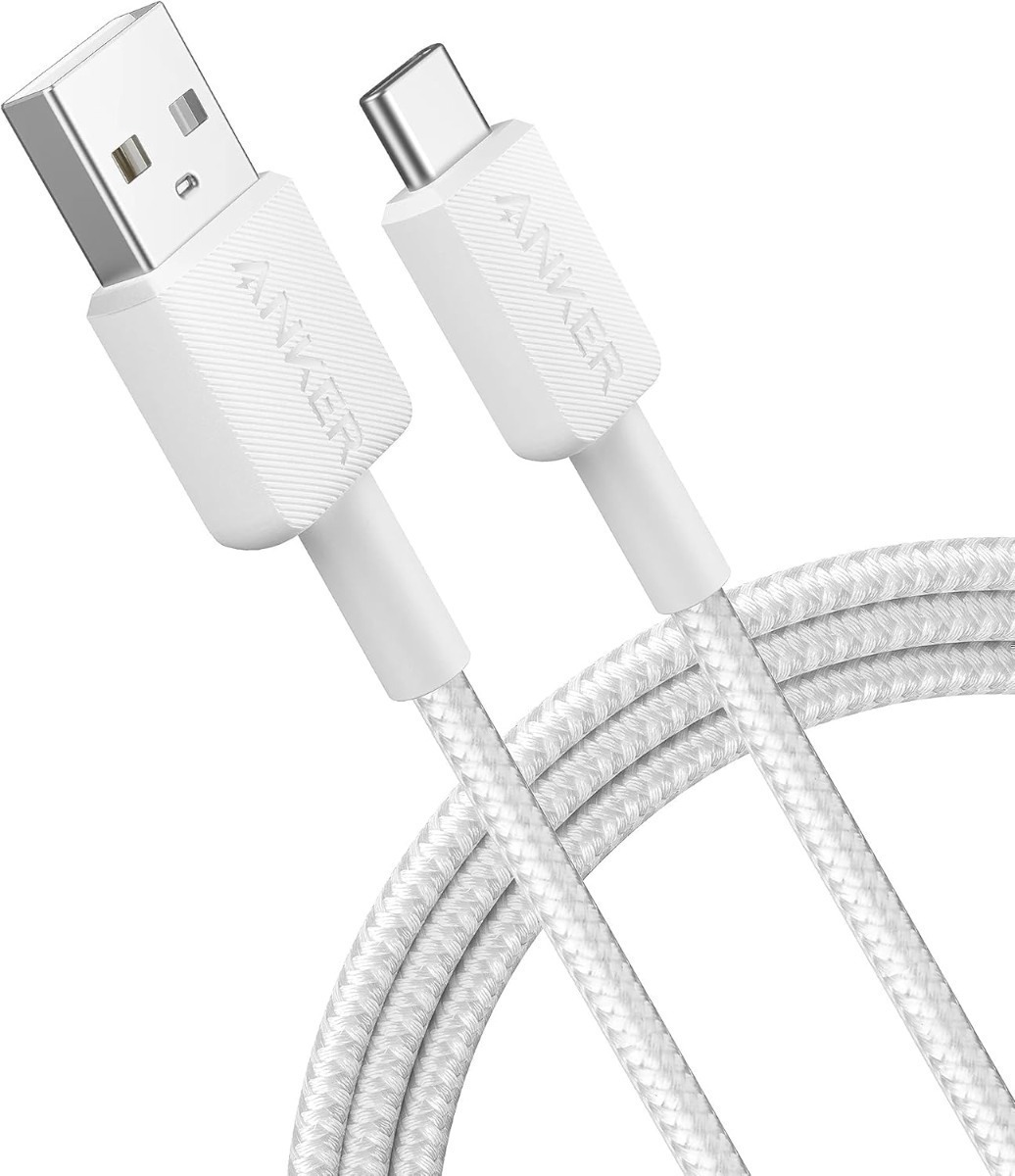 Anker 322 Usb-A To Usb-C Cable (3Ft Braided) White (A81H5H21)