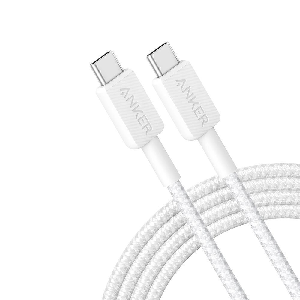 Anker 322 Usb-C To Usb-C Cable (3Ft, 60W, Braided) White (A81F5H21)