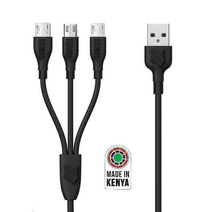 TOTOSCI 3 in1 USB Cable (Micro)Black: Made in Kenya