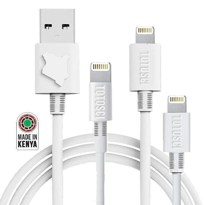 TOTOSCI 3 in1 USB Cable (Iphone) White: Made in Kenya