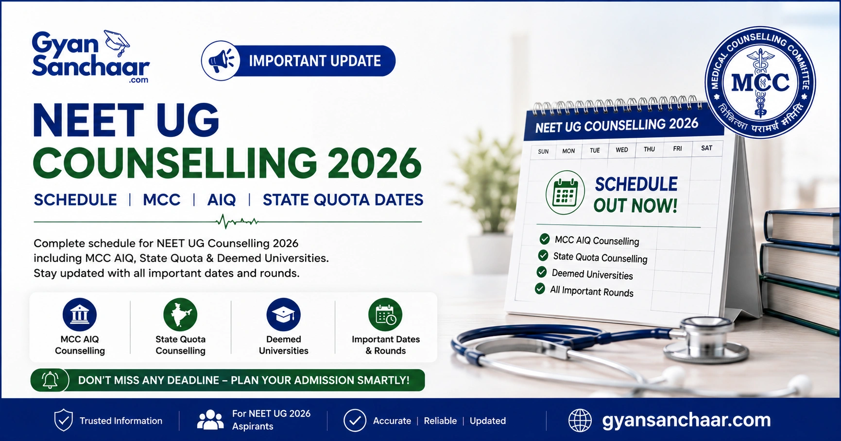 NEET UG Counselling 2026 Schedule: MCC All India Quota and State Quota Dates, Round by Round