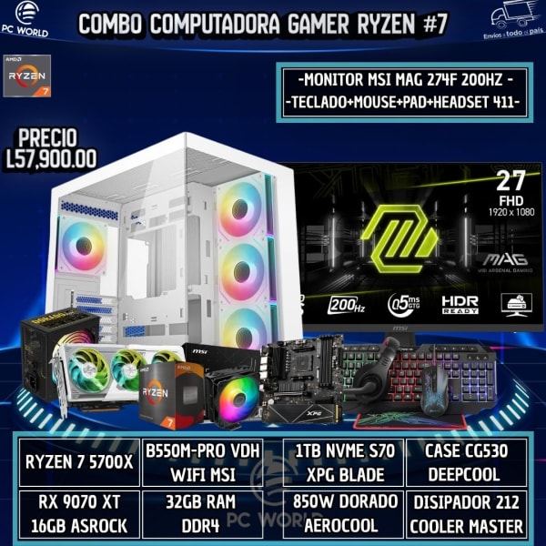 COMBO COMPUTADORA GAMER RYZEN #7